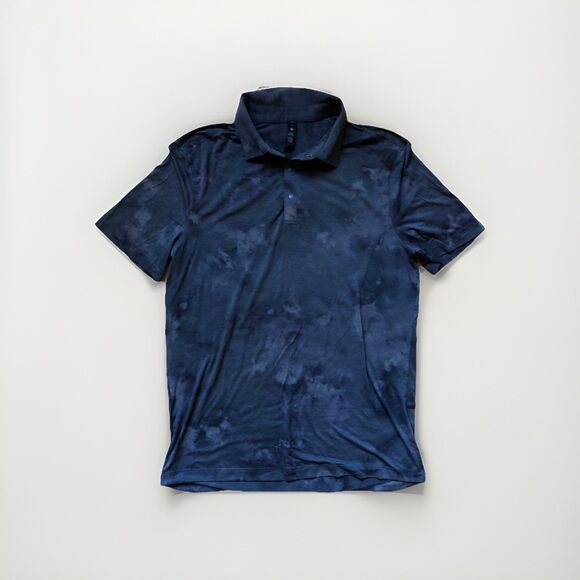 Lululemon Evolution Wash Golf Polo Shirt Mens Large Gray DYAG Tie Dye Activewear - Picture 1 of 6